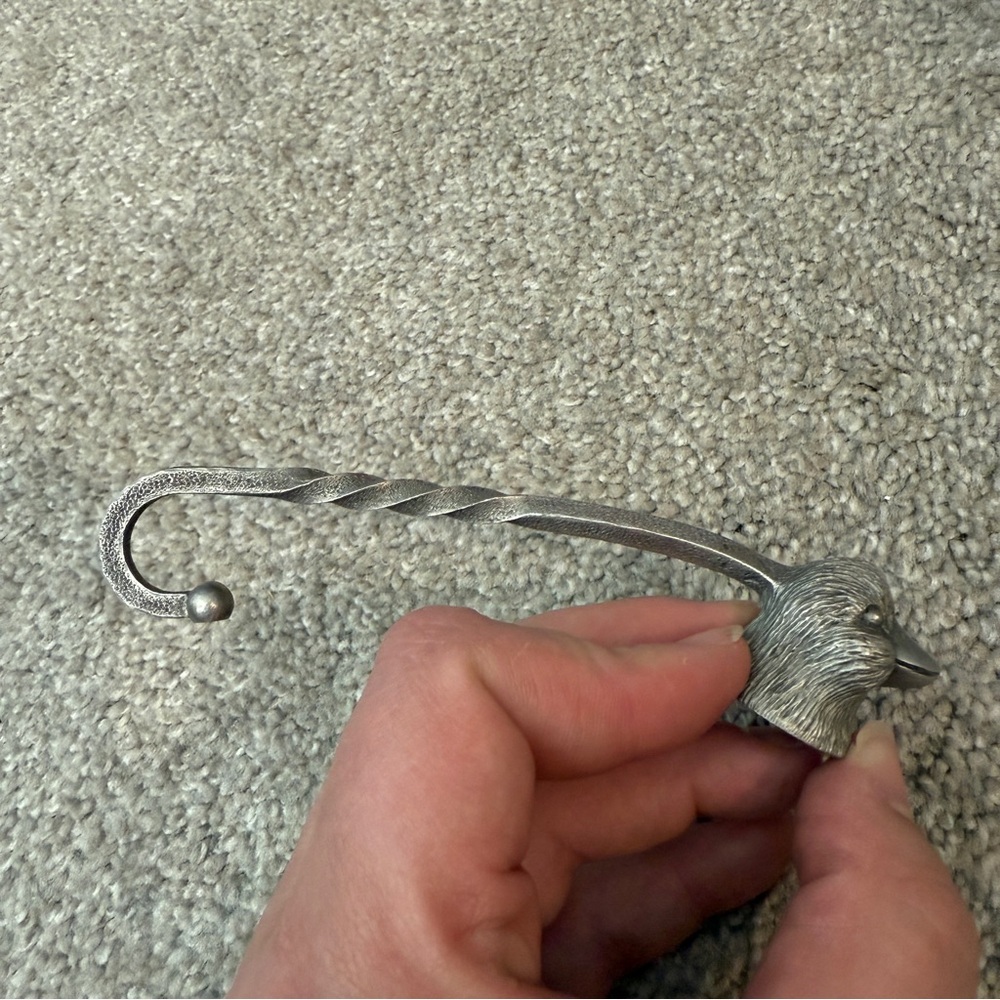 Vintage Pewter Duck Head Candle Snuffer Twisted Handle